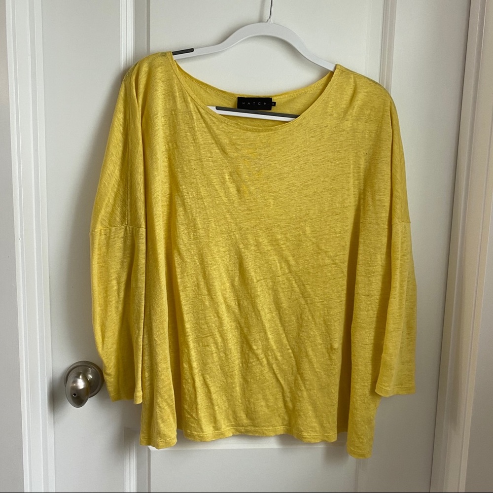 EUC Hatch Linen Long Sleeve Tee in Canary